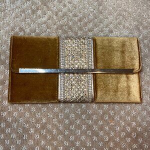 Unique Poss. Vintage Clutch/Arm Bag Sequin Mustard Carmel Velvet Gold Dressy